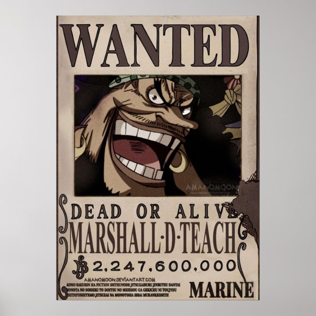 Póster Marshall D Teach Wanted Bounty (Frente)