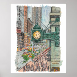 Póster Marshall Field's Watercolor