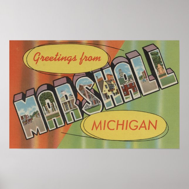 Póster Marshall, Michigan - Large Letter Scenes (Frente)
