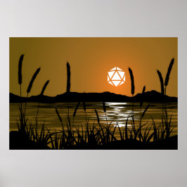 Póster Marshland Sunset Lake D20 Dados RPG Paisaje