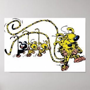 Póster Marsupilami babies hanging on tail
