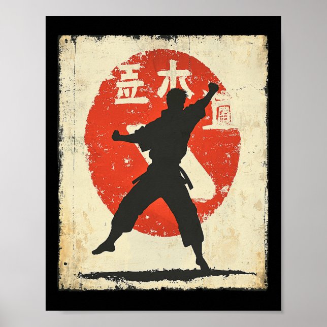 Póster Marta japonesa de silueta con problemas de karate  (Frente)