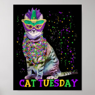 Póster Martes de gato Divertido Mardi Gras 2025 hombres d