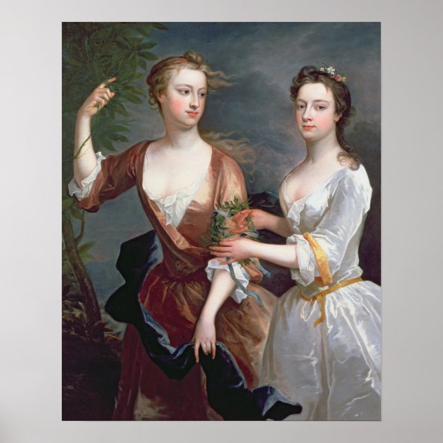 Póster Martha y Teresa Blount, 1716 (Frente)