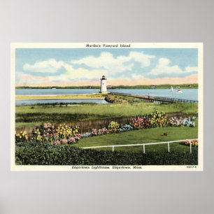 Póster Martha's Vineyard c1925 del faro de Edgartown