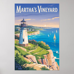 Póster Martha's Vineyard Massachusetts Faro Viaje