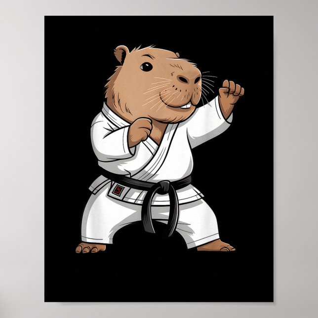 Póster Martial Arts Capybara Funny Karate Taekwondo Jiu J (Frente)