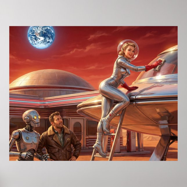 Póster Martian Pit Stop – 1950s Future (Frente)