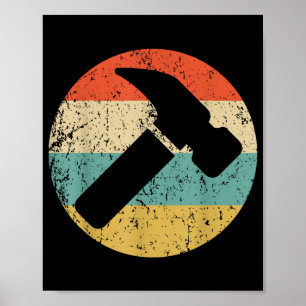 Póster Martillo retro vintage carpintero