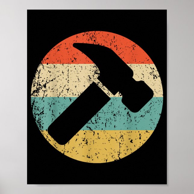 Póster Martillo retro vintage carpintero (Frente)