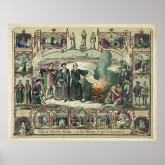 Póster Martín Lutero y héroes de la reforma [1874]