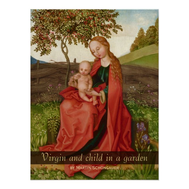 Póster Martin Schongauer La virgen y el niño en el jardín (Anverso)