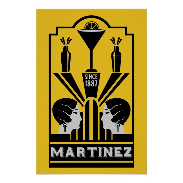 Póster Martinez Cocktail Art Deco (Anverso)