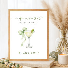 Póster  Martini Baby Shower Advice & Wishes New Parents  
