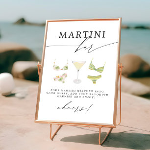 Póster Martini Bar   Ducha nupcial de Martinis y Bikinis