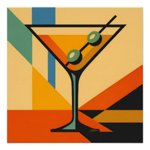 Póster Martini Bauhaus Amanecer Moderno de Medianos del S