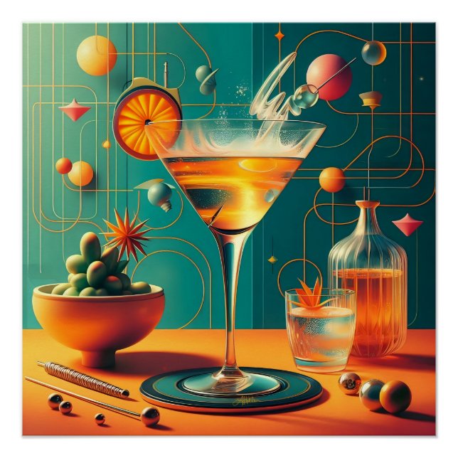 Póster Martini Cósmico Futurista Atómico (Anverso)