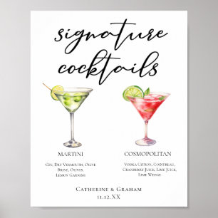 Póster Martini Cosmopolitan Signature Cocktails Menú