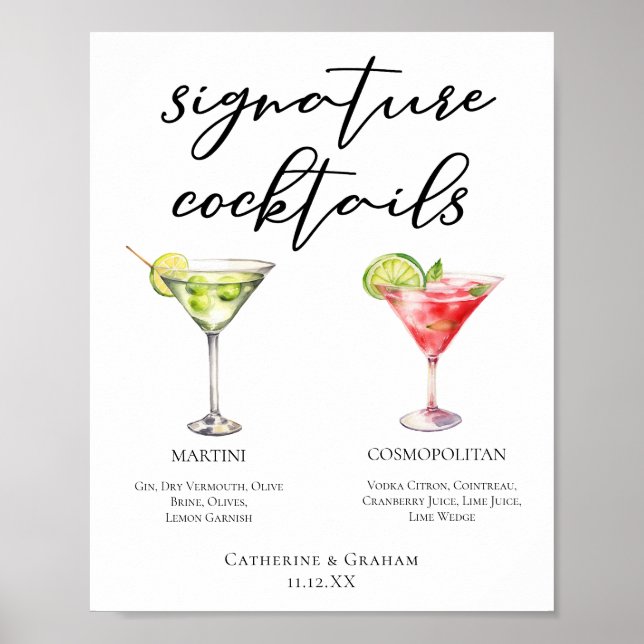 Póster Martini Cosmopolitan Signature Cocktails Menú (Frente)