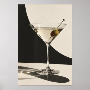 Póster Martini de Aceituna Clásico – Minimalista en Blanc