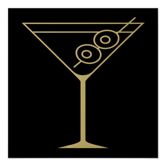 Póster Martini de aceituna dorado modernidad de mediados  (Anverso)