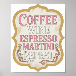 PÓSTER MARTINI DE ESPRESSO DE VINO DE CAFÉ ROSA ICÓNICO R