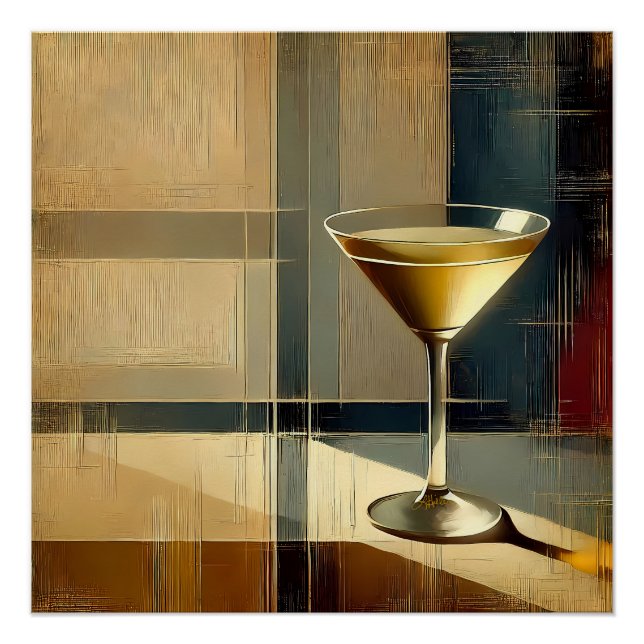 Póster Martini de estilo moderno de mediados de siglo en  (Anverso)