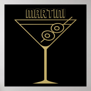 Póster Martini de Oliva Dorado de Estilo Moderno de Mitad