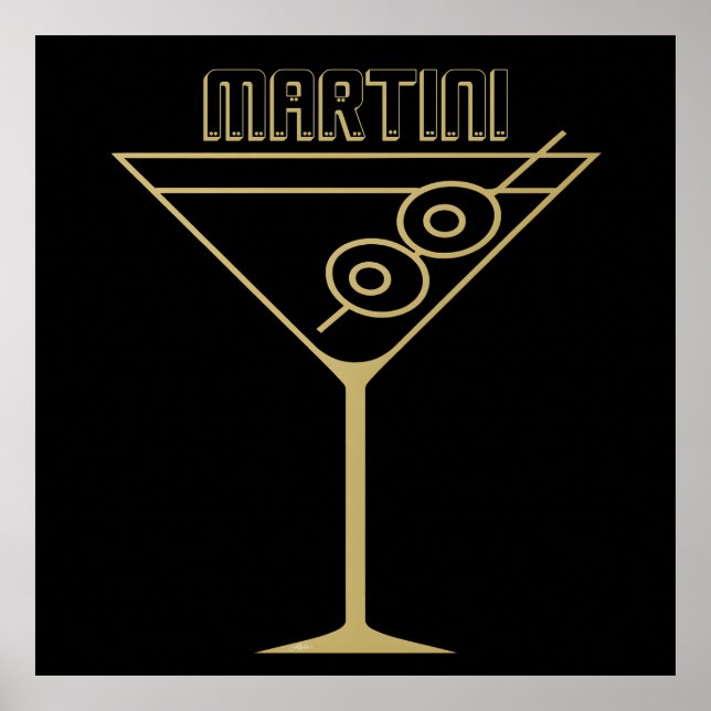 Póster Martini de Oliva Dorado de Estilo Moderno de Mitad (Frente)