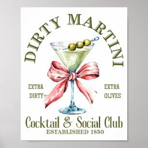 Póster Martini de soltera sucia Martini de cola Club Mart
