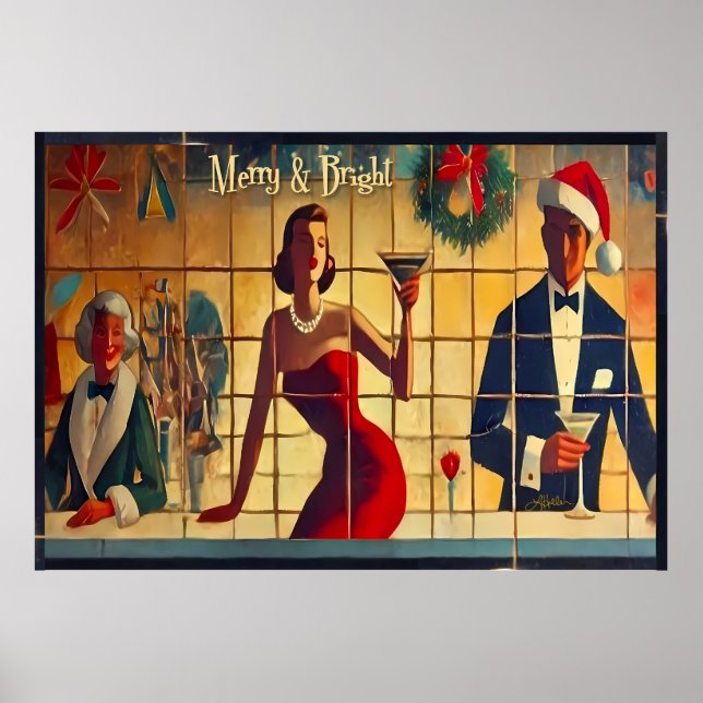 Póster Martini de última llamada de la barra Retro 50s Ch (Frente)
