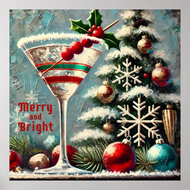 Póster Martini, Navidades de copos de nieve de Cranberry 
