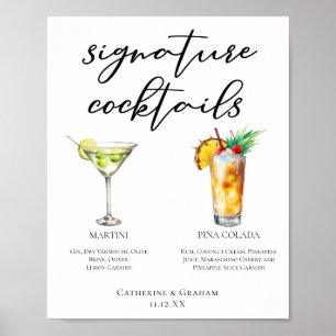 Póster Martini Piña Colada Menú de cócteles de la firma