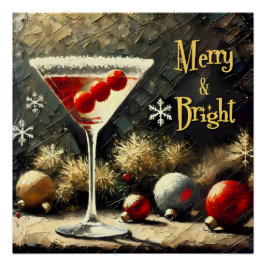 Póster Martini Retro de Cranberry Triple de Navidad de lo