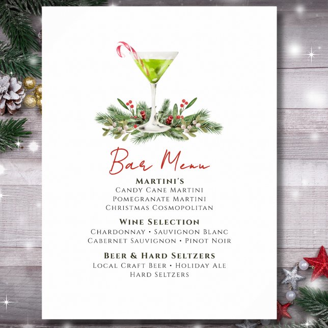 Póster Martinis and Mistletoe Holiday Party Bar Menu (Subido por el creador)