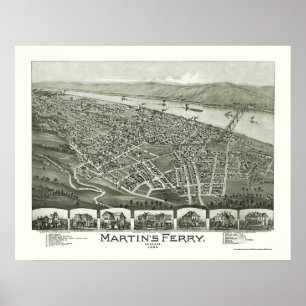 Póster Martín's Ferry, OH Panoramic Map - 1899