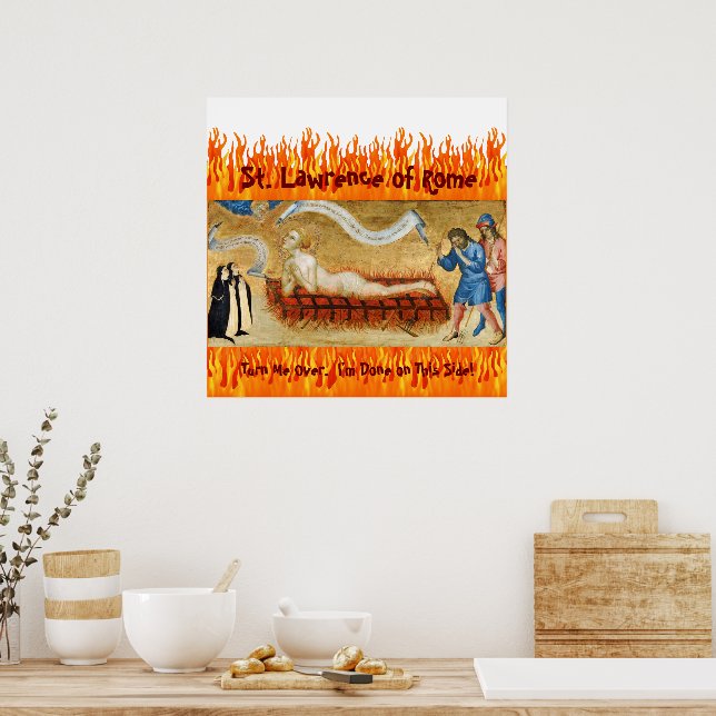 Póster Martirio de San Lorenzo, con dos monjas (M 022) (Cocina)