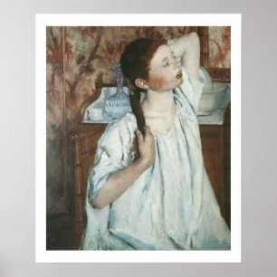 Póster Mary Cassatt - chica que arregla su poster del