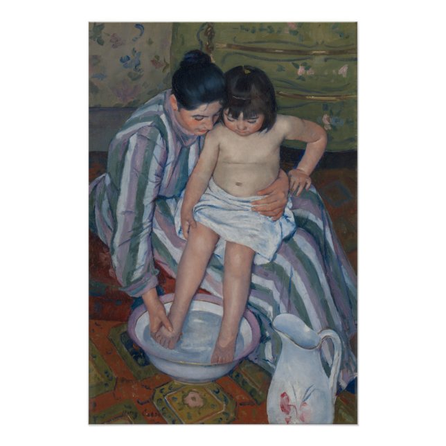 Póster Mary Cassatt el brillo del baño del niño (Anverso)