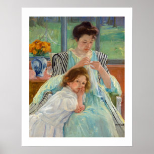 Póster Mary Cassatt - Joven Madre Cosiedo