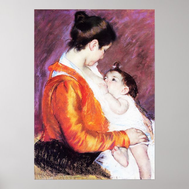 Póster Mary Cassatt - Louise Enfermería a su hijo (Frente)