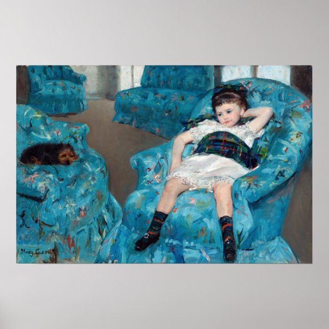 Póster Mary Cassatt - Niña pequeña en un sillón azul (Frente)