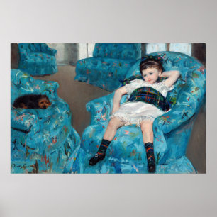 Póster Mary Cassatt - Niña pequeña en una butaca azul