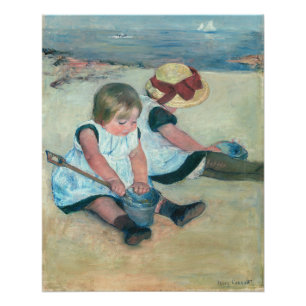 Póster Mary Cassatt - Niños jugando en la playa