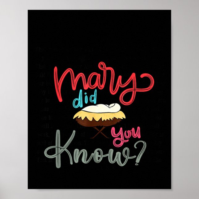 Póster Mary Did You Know Christian Bible Verse Christmas  (Frente)