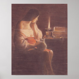 Póster Mary Magdalene and the cat Georges de La Tour