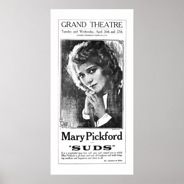 Póster Mary Pickford poster de películas de época de 1921 (Frente)