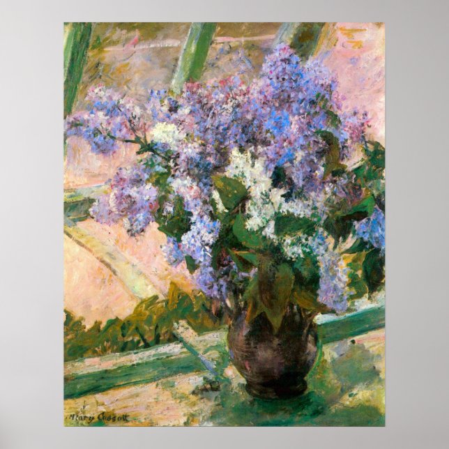 Póster Mary Stevenson Cassatt - Flores en la ventana (Frente)