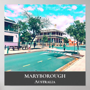 Póster Maryborough Viaje vintage de pueblo australiano
