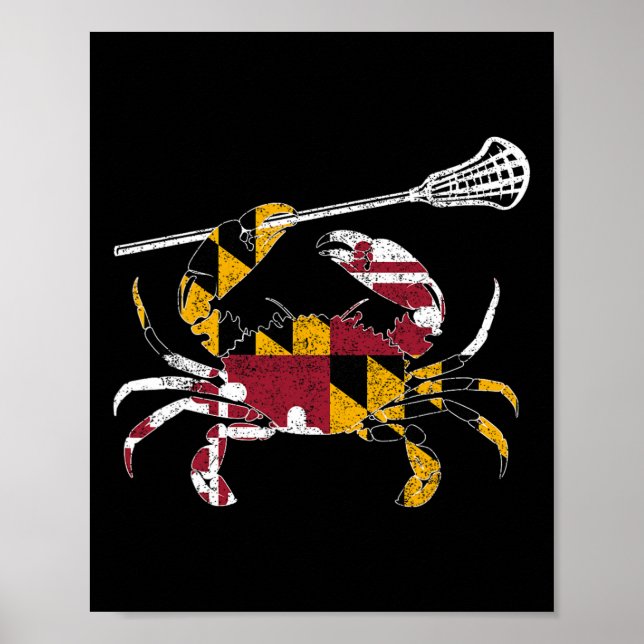 Póster Maryland Blue Crab Lacrosse Lover Tee Flag De Mary (Frente)